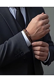 Doğal Sitrin ve Hematit Taşlı Erkek Bileklik Seti – 2’li Kombin