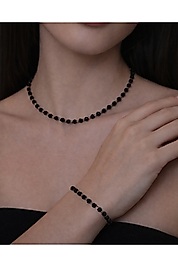 Siyah Boncuk Kolye ve Bileklik Seti – Minimal Zarif Kadın Takı