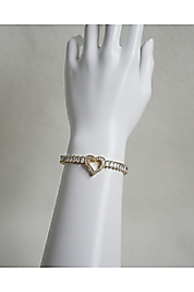 Taş Detaylı Silver Kalp Çelik Bileklik