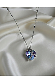 316L Çelik Zincirli Gümüş Renk Zirkon Taşlı Anna Kalp Kolye