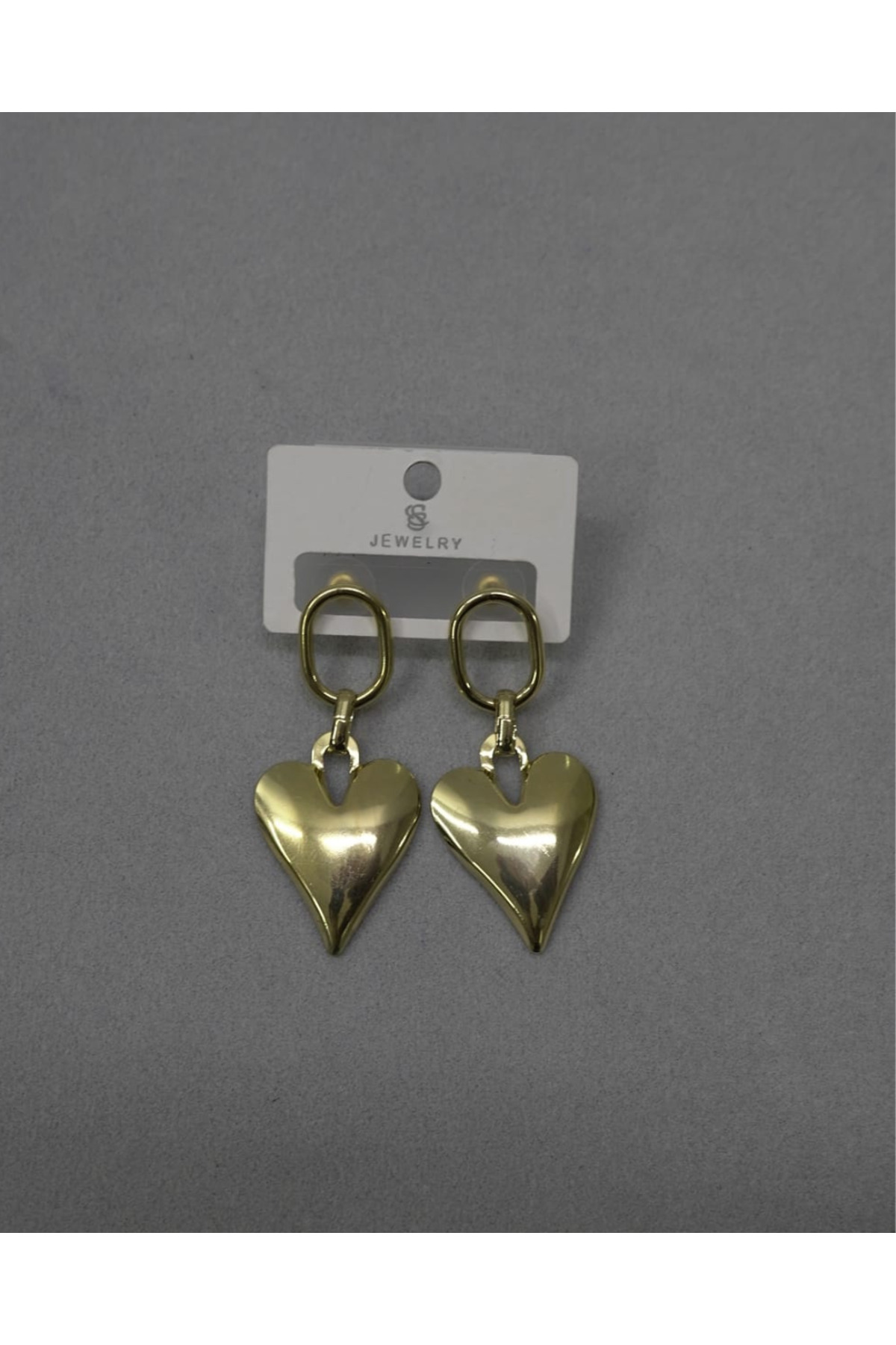 Kadın Zincir Detaylı Kalp Tasarım Sallantılı Küpe