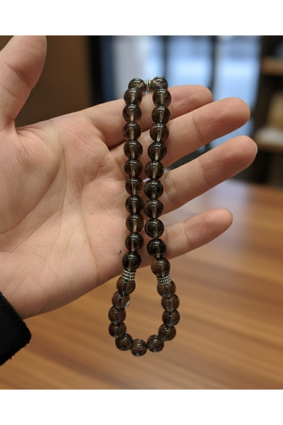 Dumanlı Kuvars Doğal Taş Tesbih & Bileklik Seti – Güçlü Enerji, Şık Uyum