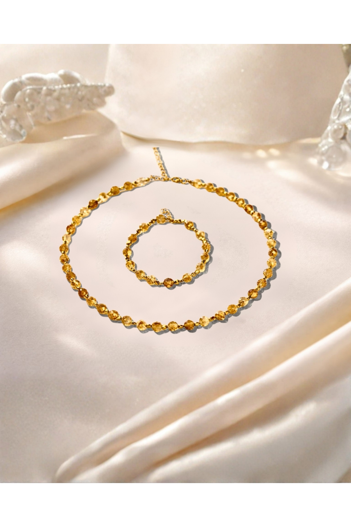 Sitrin Doğal Taş Kolye & Bileklik Seti – Pozitif Enerjinin Işıltısı ✨