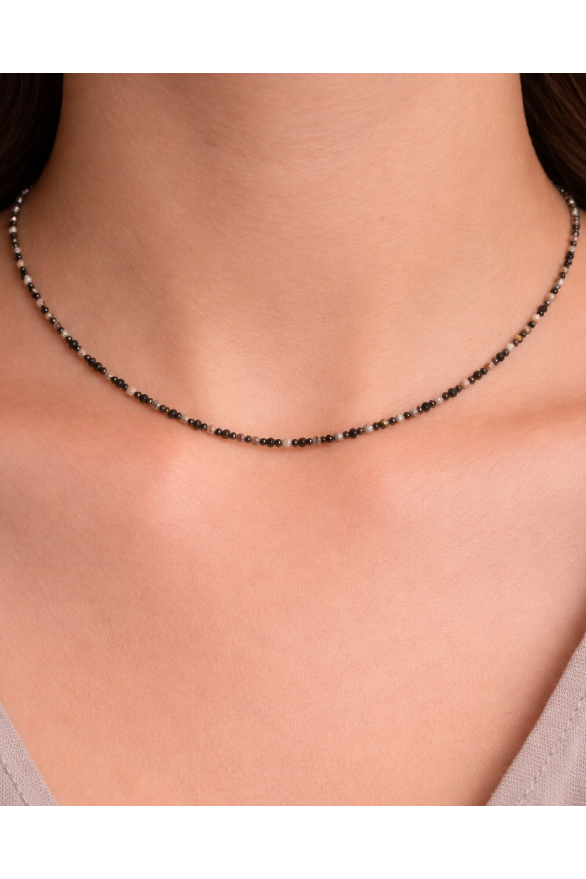 Doğal Taş Boncuklu Minimal Kadın Kolye