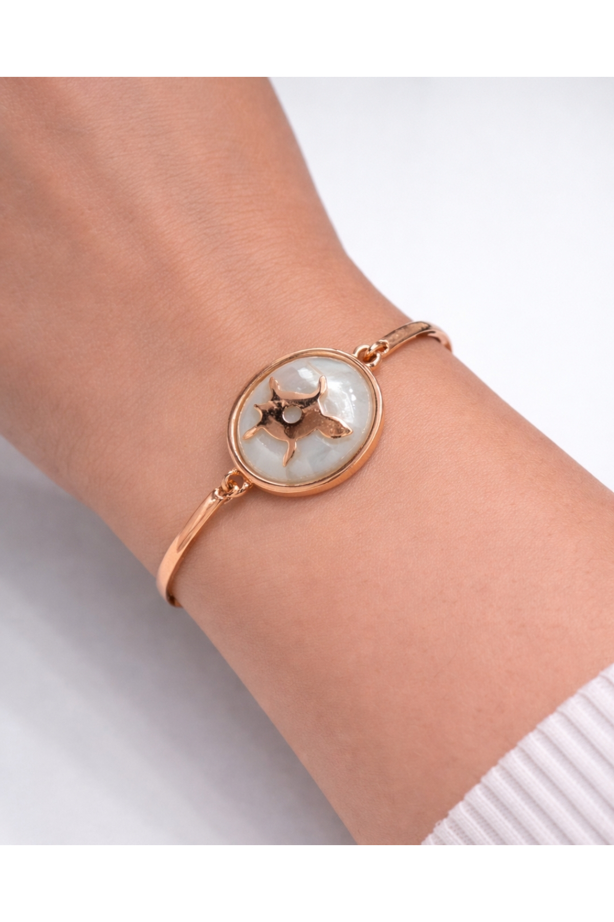 Deniz Kaplumbağası Figürlü Rose Gold Kadın Bileklik