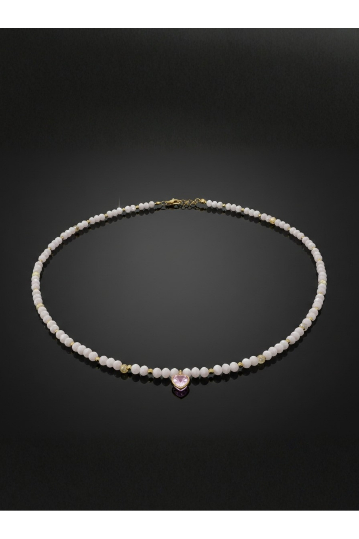 Minimal Kalp Detaylı İnci Taşlı Gold Kaplama Kadın Kolye