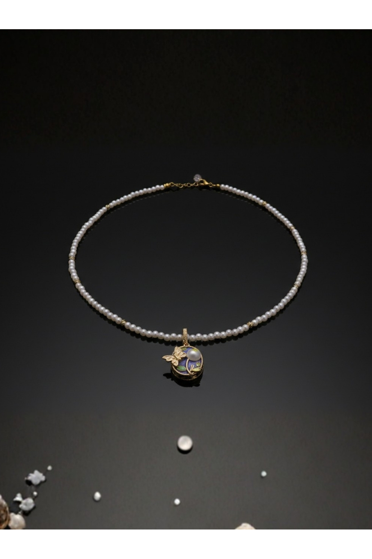 Doğal İnci Detaylı Gold Kaplama Kadın Kolye – Zarif Tasarım