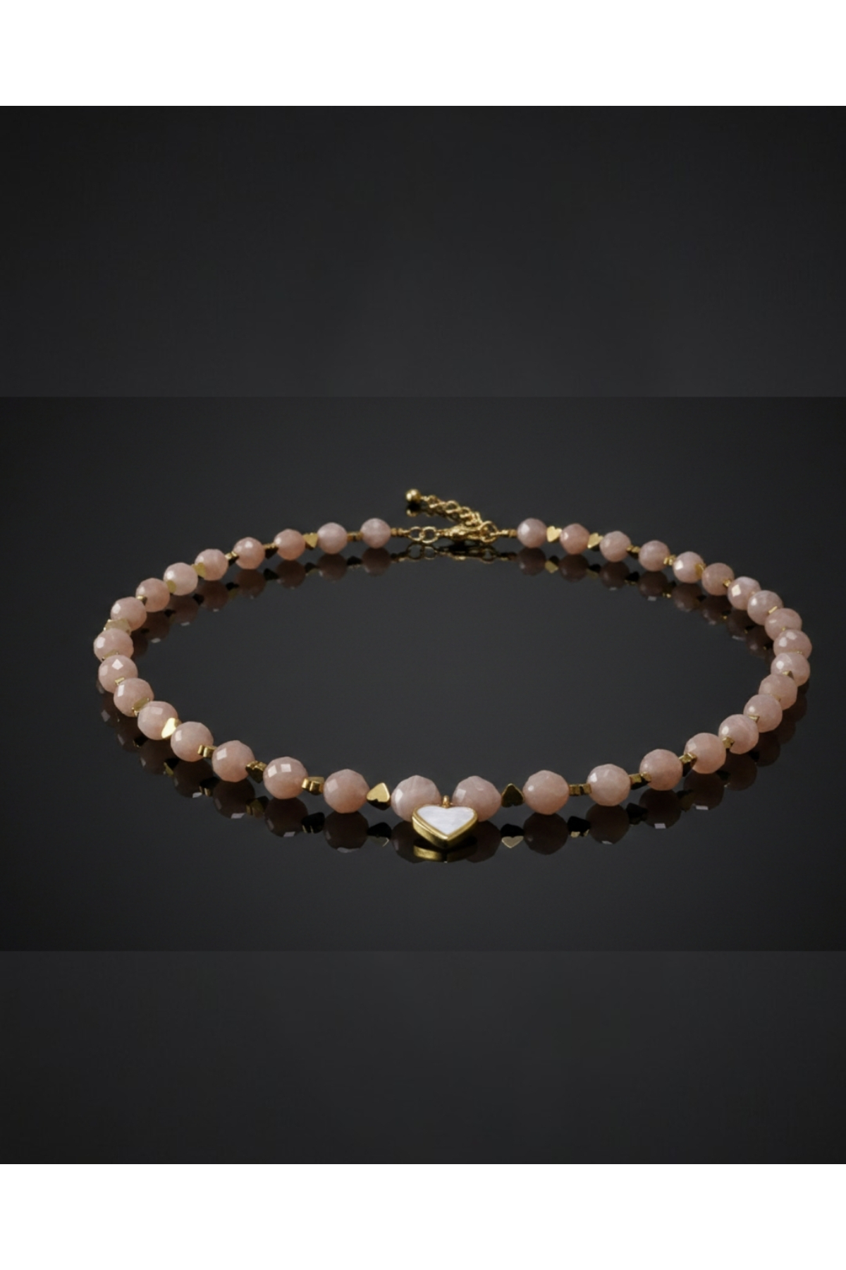 Güneş Taşı Hematit ve Kalpli kolye