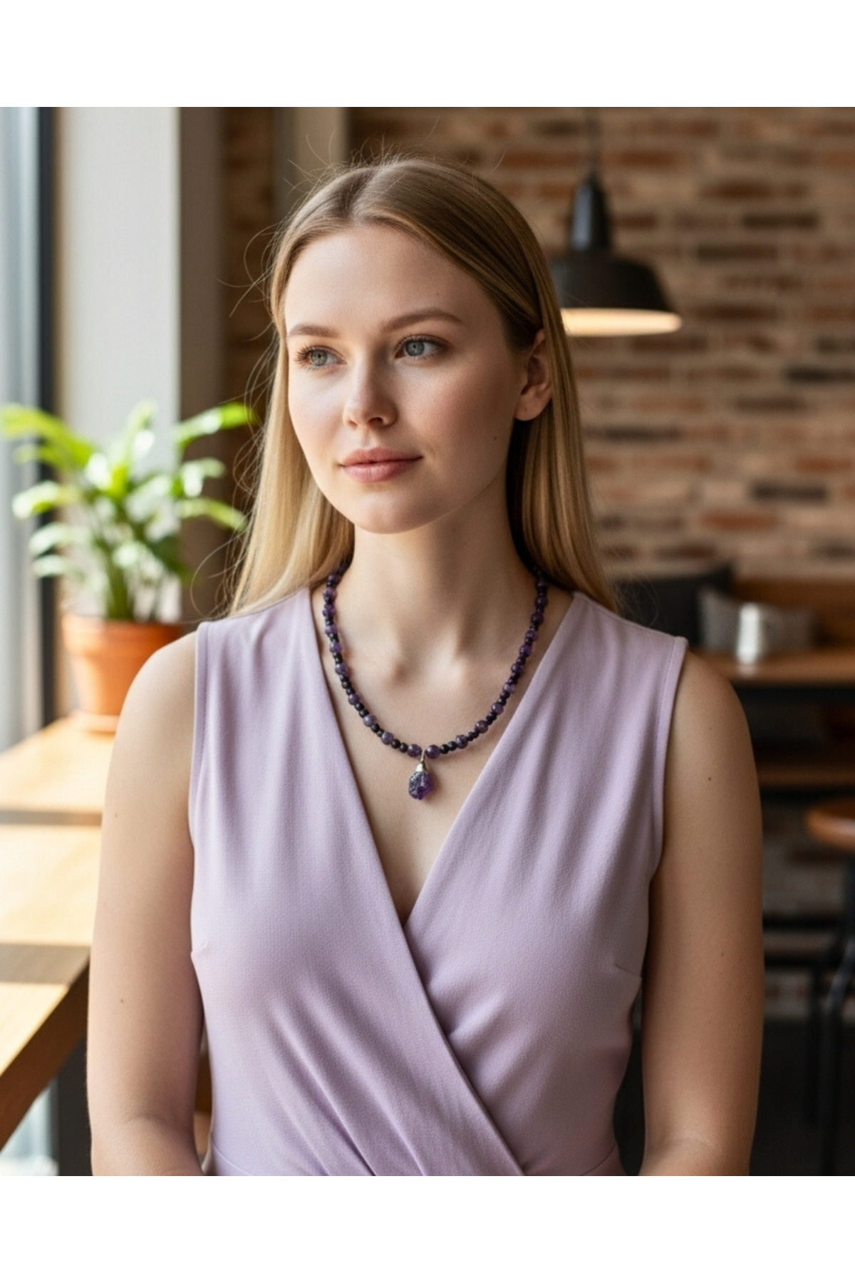 Tasarım Ametist ve Yıldız Taşı Kolye