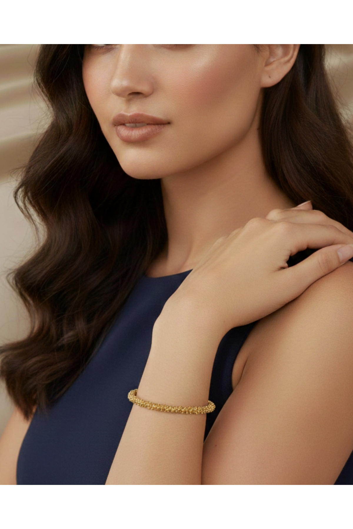 Çelik Gold Tırtıklı Kelepçe Bileklik