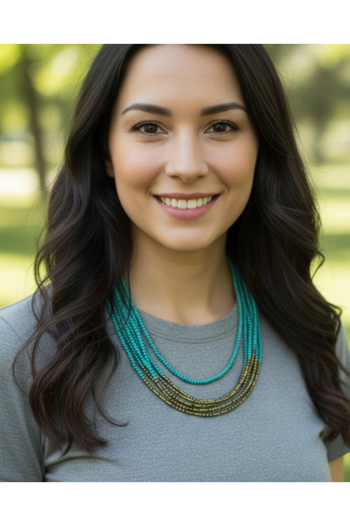 El Yapımı Turkuaz boncuklu kolye